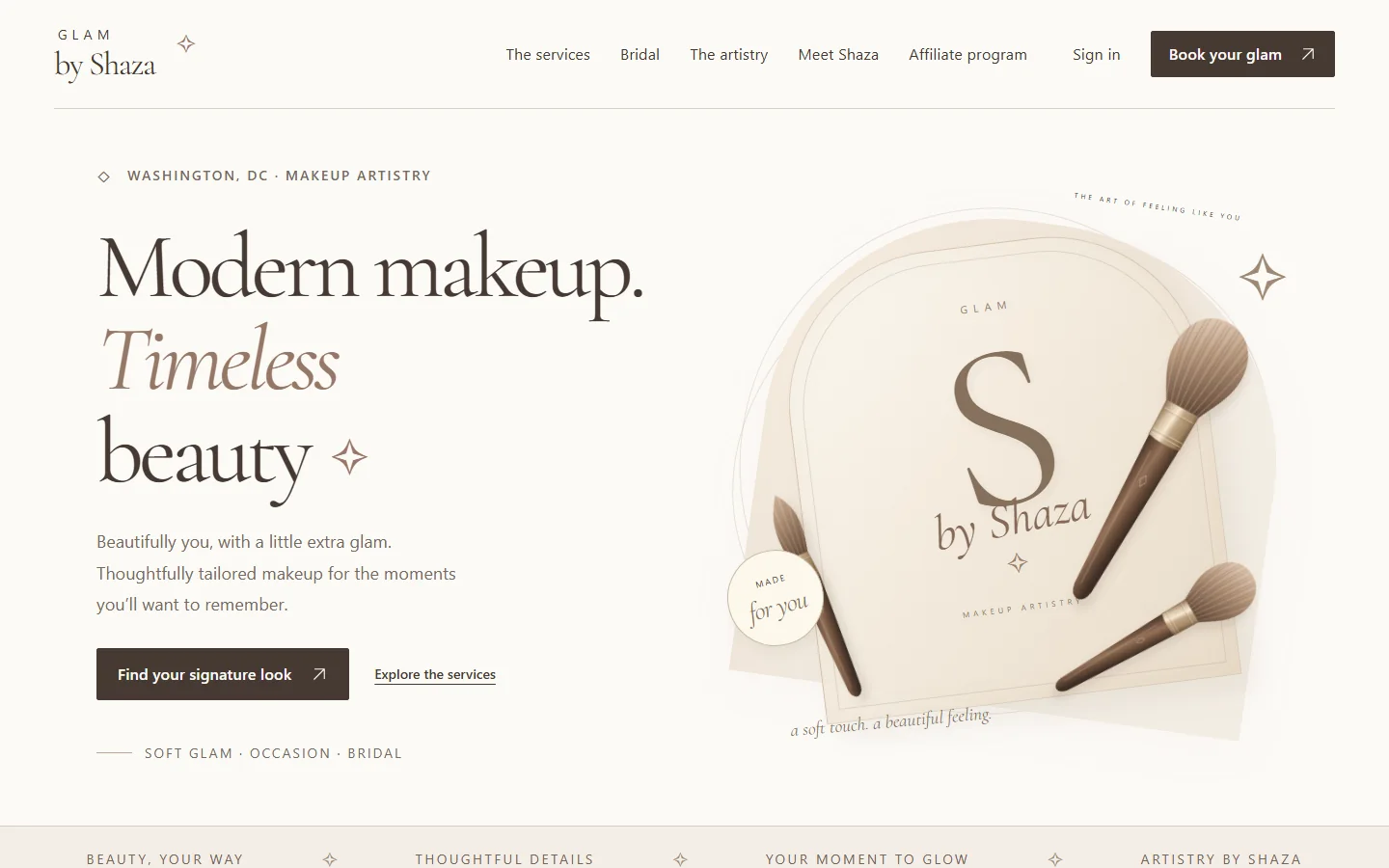 Screenshot of Glam by Shaza website