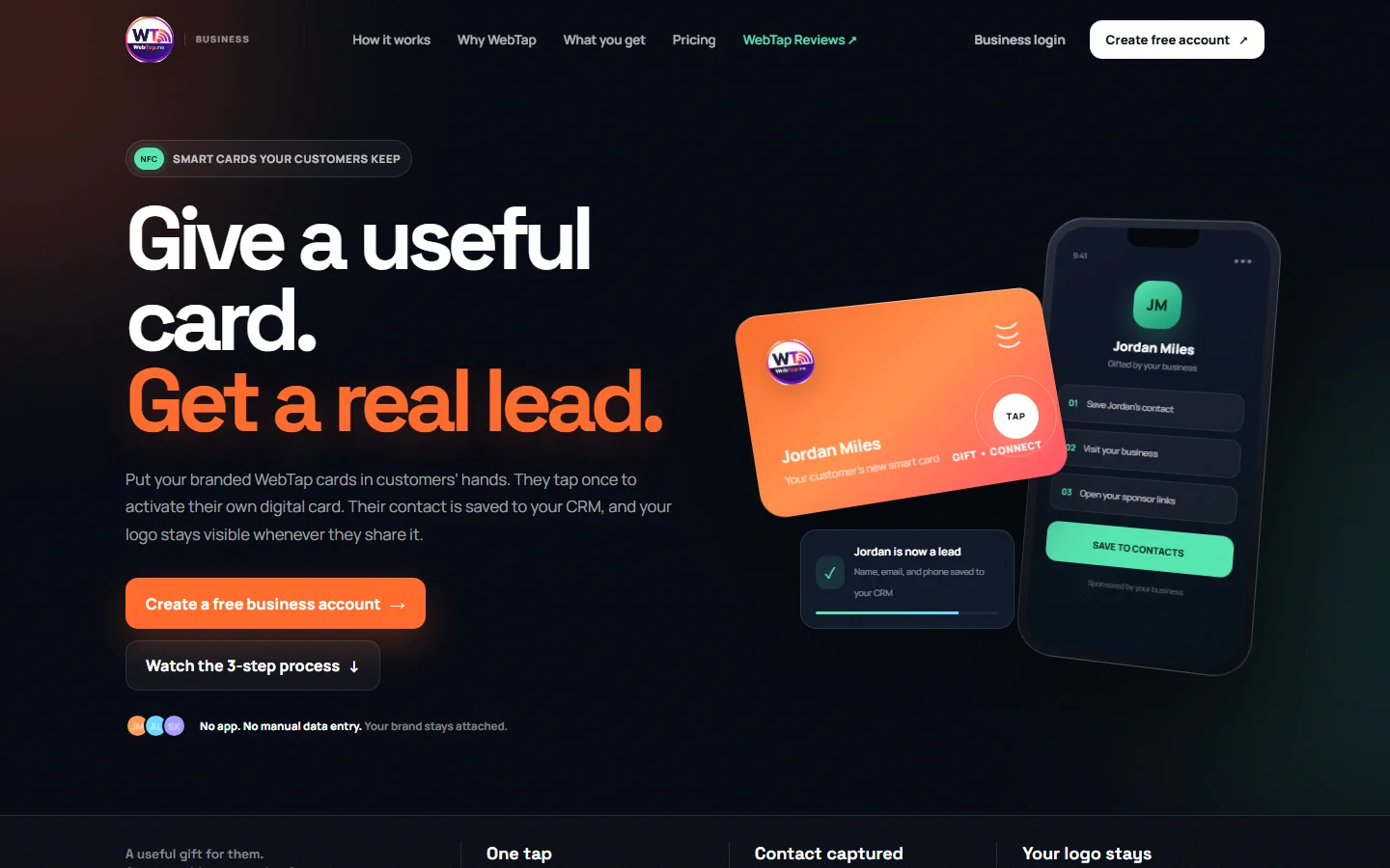 Screenshot of the public WebTap website
